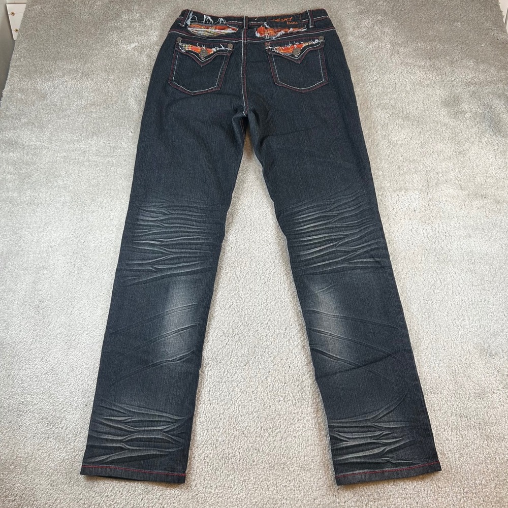 MTL More To Love Jeans Womens 10/12 Dark Wash Studded Contrast Stitch Distressed - Picture 2 of 15